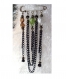 Broche rétro bronze , chaîne noire pendante et perles tortillons 
