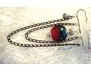 Broche rétro , chaîne noire pendante et perle lampwork 