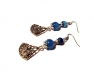 Boucles d'oreilles vintage , perles agates bleues 