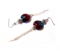 Boucles d'oreilles vintage , perles lampwork et chaîne argentée 