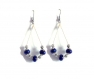 Boucles d'oreilles rétro chic , perles cristal verre bleues, pendentifs gouttes 