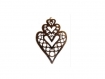 Lot de 2 grands pendentifs coeur, filigranés, couleur bronze,8.5 cm x 5.5 cm x 1 mm 