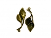 Lot de 2 pendentifs feuilles doubles 39 mm x 15 mm couleur bronze antique 