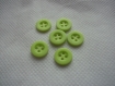 Lot de 6 boutons verts pomme 4 trous 12 mm 