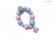 Collection géométrique scandinave - bracelet scandinave en perles rondes pastels et pompon 