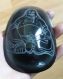 Grand galet obsidienne oeil céleste du mexique avec gravure de bouddha 