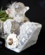 Bouteille verre décorée flacon de verre shabby romantique lavande ancienne dentelle(caudry) tulle brodée 