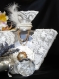 Bouteille verre décorée flacon de verre shabby romantique lavande ancienne dentelle(caudry) tulle brodée 