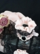 Bouteille verre décorative shabby chic rétro boudoir mousseline de soie rose poudrée dentelle 