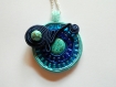 Collier avec pendentif en soutache et perles de type turquoise 