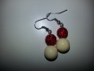 Boucles d’oreilles rouges avec perles shamballa 