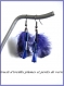 Boucle d'oreilles fantaisie pendantes à crochet métal gun avec plumes violettes et perles de verre violettes 