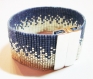 Large bracelet sable argent et bleu jean - perles de verre miyuki 