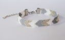 Bracelet pointes blanc gris argent - perles de verre miyuki 