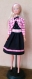 Fpc1705e - tenue poupée élégante - ensemble noir et vichy rose 