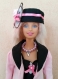 Fpc1705d - tenue poupée élégante - ensemble pois de couleur noir et rose 
