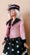 Fpc1705d - tenue poupée élégante - ensemble pois de couleur noir et rose 