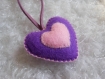Porte-clés coeur rose et violet en feutrine 