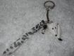 Porte-clés clefs renard blanc et ruban fimo 