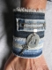 Bracelet manchette en jeans recyclé médaille métal et dentelle 