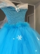 Déguisement robe de princesse reine des neiges turquoise 