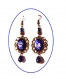 Boucles d'oreilles bronze, perles cristal verre bleues gouttes 