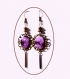 Boucles d'oreilles bronze, cabochons violets marbrés 