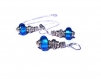 Parure collier et boucles d'oreilles vintage argent 925, perles en verre de murano bleues 