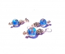 Parure collier et boucles d'oreilles vintage argent 925, perles au chalumeau bleues 