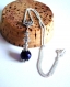 Parure rétro chic, collier et supports de boucles argent 925 , perles bleues 