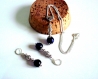 Parure rétro chic, collier et supports de boucles argent 925 , perles bleues 
