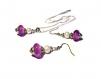 Parure collier et boucles d'oreilles vintage , perles violettes 