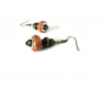 Boucles d'oreilles rétro bronze, perles turquoises oranges marbrées 