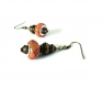Boucles d'oreilles rétro bronze, perles turquoises oranges marbrées 