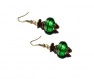 Boucles d'oreilles rétro bronze, perles européennes vertes 