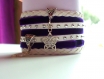 Bracelet liberty ,velours violet suedine blanche 35 mm 