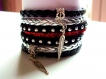 Bracelet liberty , rouge noir et gris 35 mm 