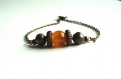 Bracelet vintage bronze antique et orange marbré 