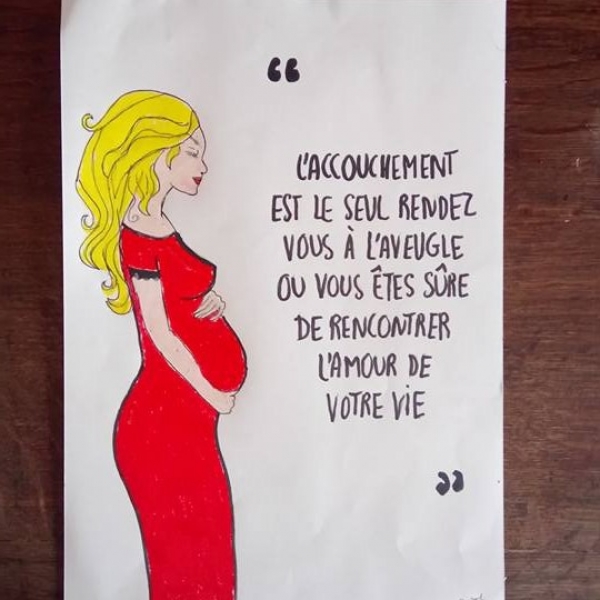 Dessin a texte pour une future maman : illustrations-dessins par  eliecreation