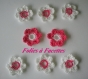 Fleurs fushia et blanches au crochet en coton 