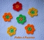 6 fleurs colorées en mélange au crochet en coton 