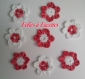 Fleurs blanches et dégradé de rouge au crochet en coton 