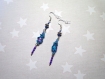 694 - boucles d'oreilles perles et fil aluminium, bleu, rose 