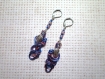 562 - boucles d'oreilles fil d'aluminium, bleu, rose, feuille métal 