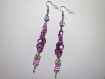 568 - boucles d'oreilles fil d'aluminium longues, violet, rose, argenté 
