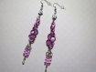 568 - boucles d'oreilles fil d'aluminium longues, violet, rose, argenté 