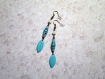 703 - boucles d'oreilles - bleu turquoise - papier, navette émailllée et perle 