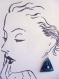 418 - boucles d'oreilles en coton - crochet - bleu - perle de verre blanche 