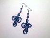650 - boucles d'oreilles fil d'aluminium, bleu, rose fushia, argenté 