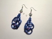 663 - boucles d'oreilles fil d'aluminium, bleu, rose, argenté 